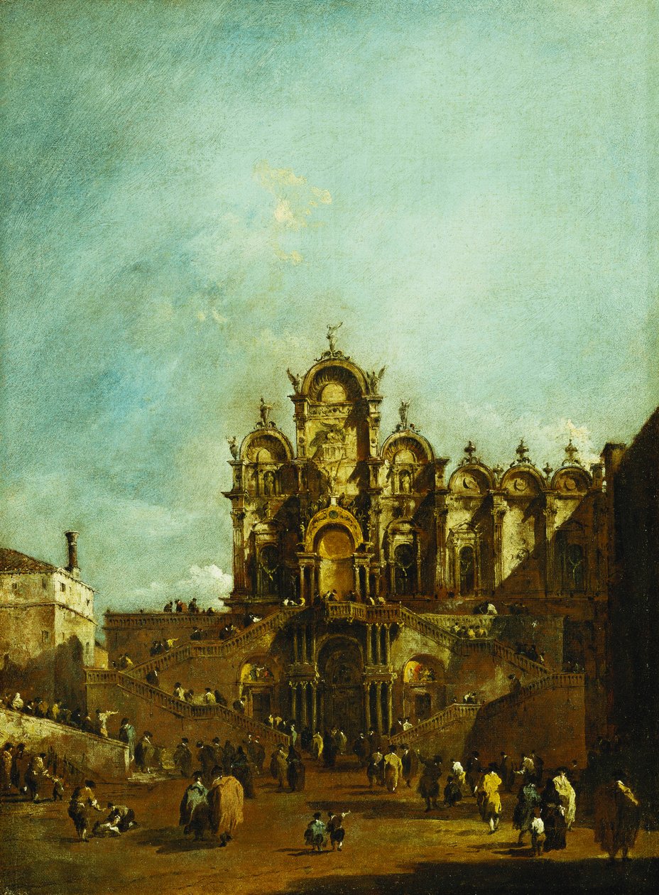 凉廊于1782年在威尼斯的坎波·圣扎尼波罗（Campo San Zanipolo）竖立在圣马可（Scuola di San Marco）前面，以纪念教皇庇护六世， 作者 弗朗切斯科·瓜迪（Francesco Guardi）