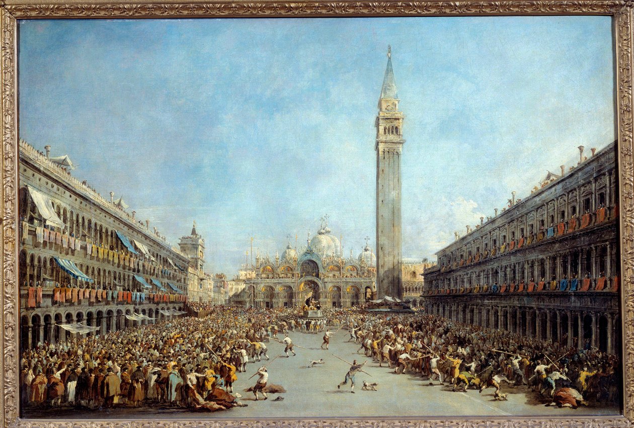 威尼斯alvise的几天在1763年由Francesco Guardi（1712-1792）1777年Sun绘画中的选举广场圣马克之后的举射船员。 0,67x1 米格勒诺布尔，Musee des Beaux Arts 作者 弗朗切斯科·瓜迪（Francesco Guardi）