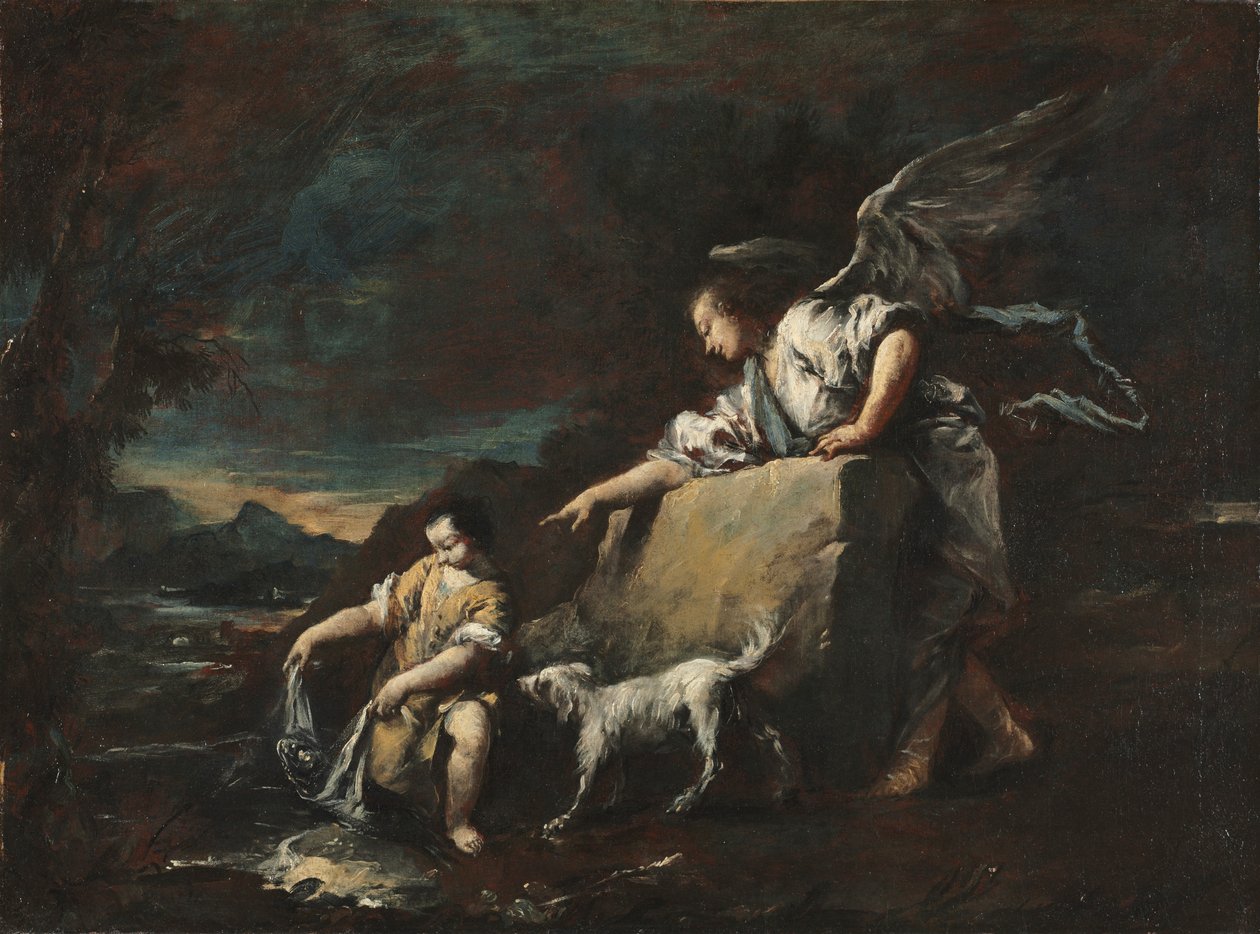 托比亚斯和天使，1750年代。 作者 弗朗切斯科·瓜迪（Francesco Guardi）