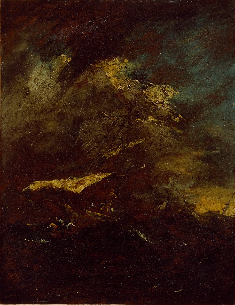 暴风雨中的两艘船，18世纪 作者 弗朗切斯科·瓜迪（Francesco Guardi）