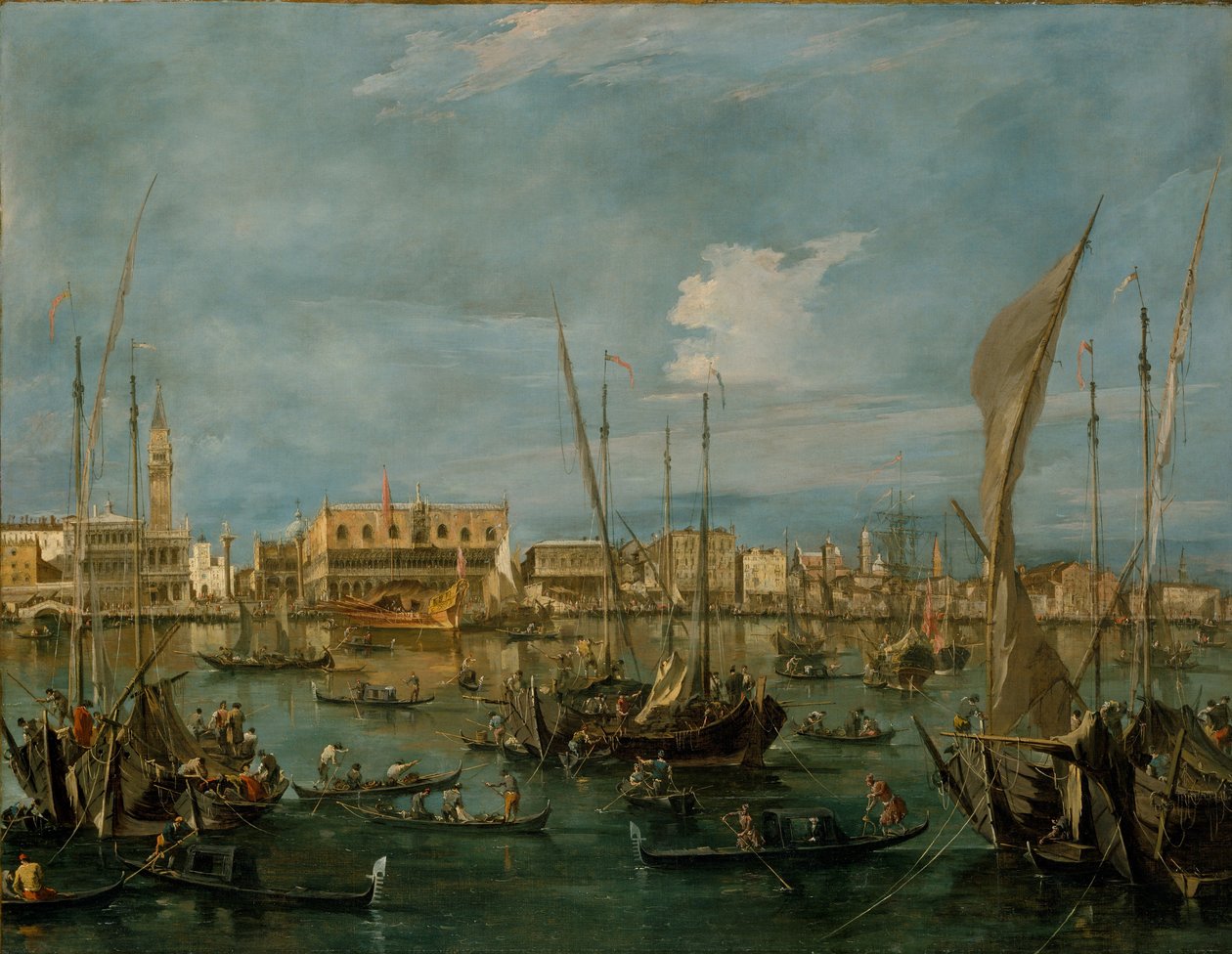 Bacino di San Marco的威尼斯，约1765年（布面油画） 作者 弗朗切斯科·瓜迪（Francesco Guardi）