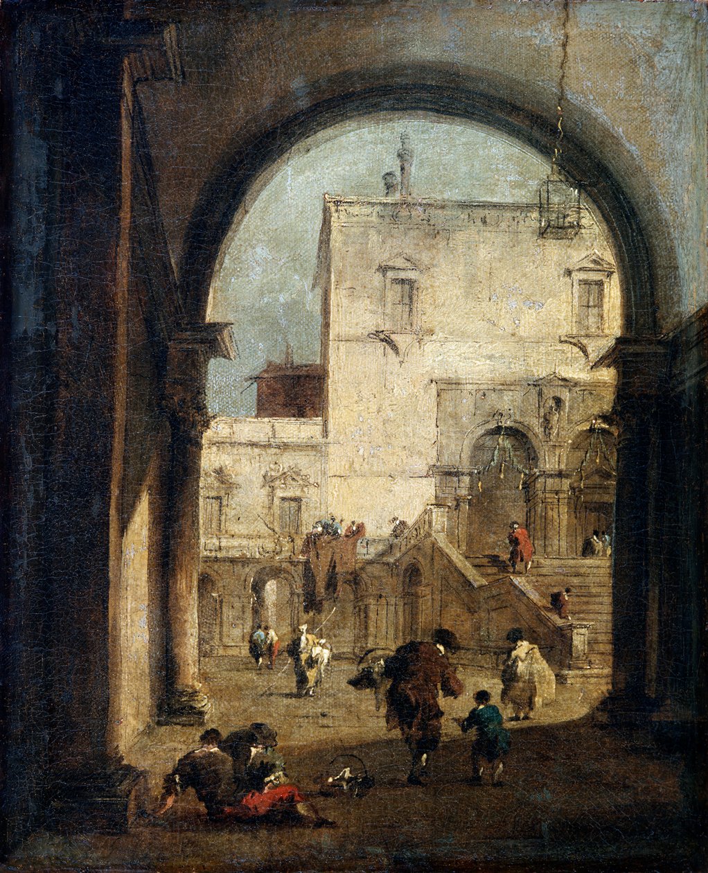 1775年至1780年间，广场和宫殿的景色。 作者 弗朗切斯科·瓜迪（Francesco Guardi）