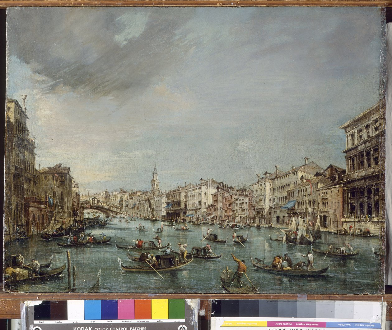 格里帕尼宫和马宁宫朝里亚托大运河的景色 作者 弗朗切斯科·瓜迪（Francesco Guardi）