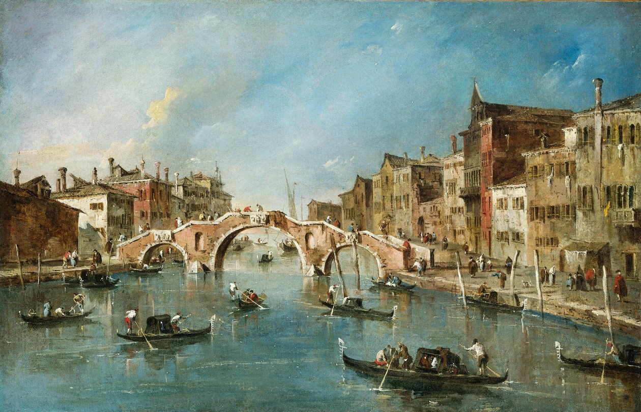 威尼斯坎纳雷吉奥运河上的风景 作者 弗朗切斯科·瓜迪（Francesco Guardi）