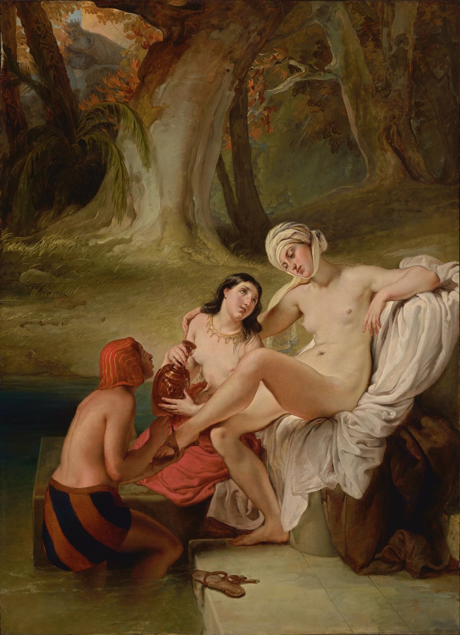 芭丝谢芭在她的浴缸里 作者 弗朗切斯科·海耶兹（Francesco Hayez）