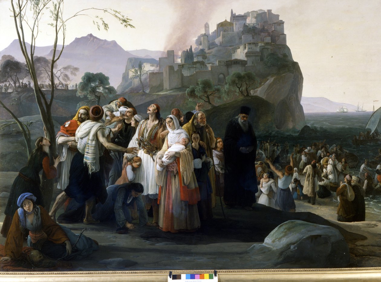 Francesco Hayez (1791 - 1882)：Parga 的难民 (1826 - 1831)（希腊独立剧集）。 米兰，现代美术馆。 作者 弗朗切斯科·海耶兹（Francesco Hayez）