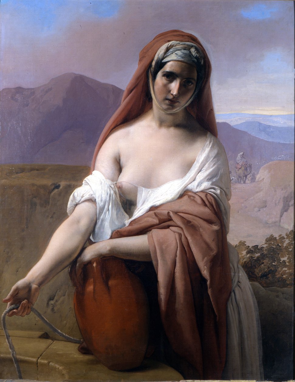 丽贝卡在井边。 弗朗切斯科·海耶兹（Francesco Hayez）的绘画。 布雷拉学院。 米兰 作者 弗朗切斯科·海耶兹（Francesco Hayez）