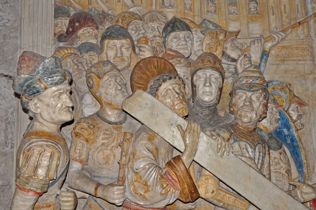 法国，阿维尼翁，宫殿宫殿（1334年），弗朗切斯科劳拉纳的阿维尼翁塞莱斯廷修道院十字路口的大理石雕刻（委托1478年） 作者 弗朗切斯科·劳拉纳（Francesco Laurana）