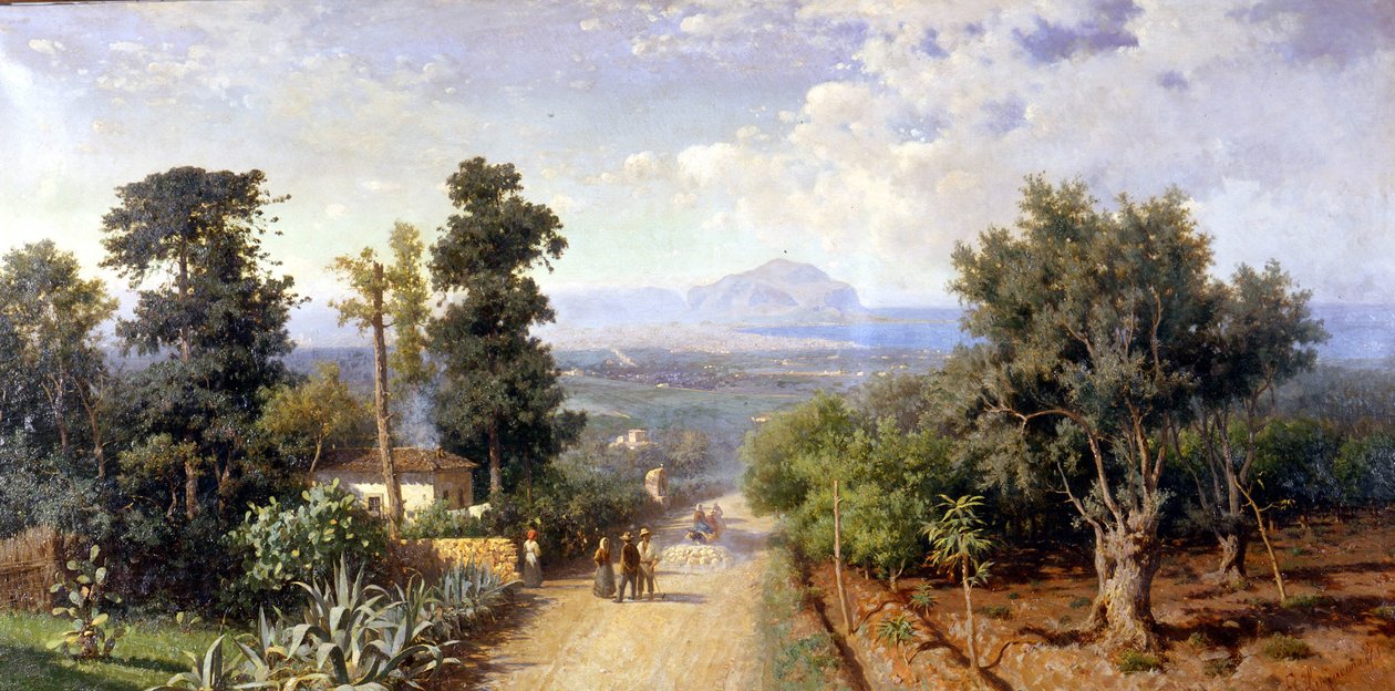 The surroundings of Palermo. Painting by Francesco Lojacono (1841 - 1915) 作者 弗朗切斯科·洛哈科诺（Francesco Lojacono）
