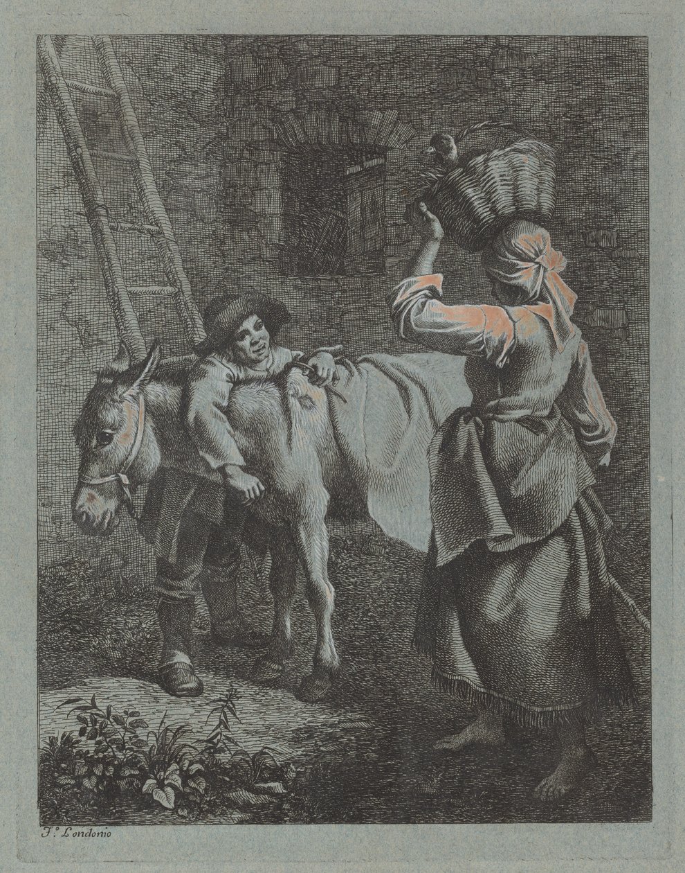 牧羊人对一个农妇说的话，17601764。 作者 弗朗切斯科·伦敦尼奥（Francesco Londonio）