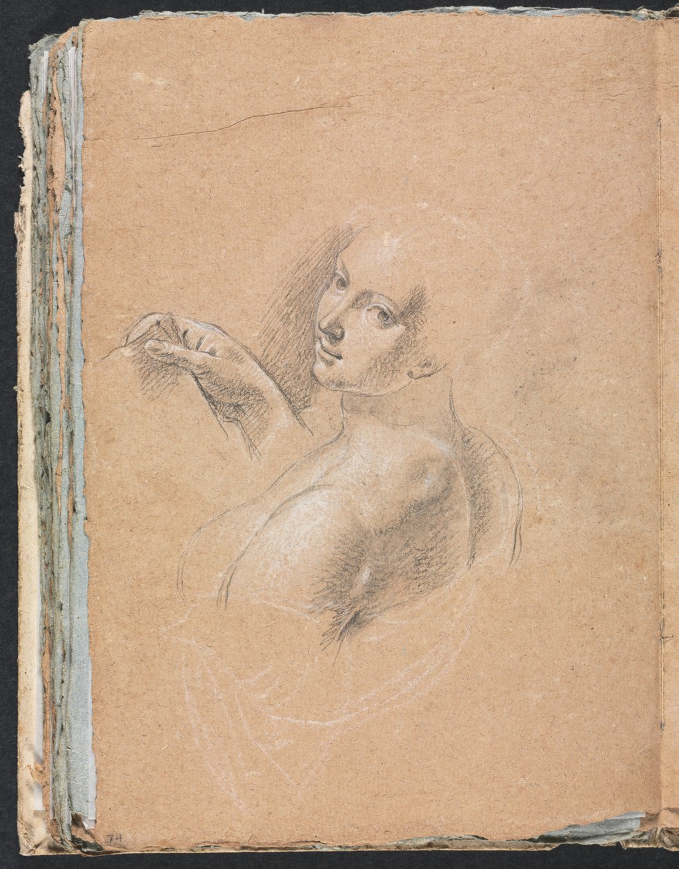 维罗纳写生簿（Verona Sketchbook）：1760年从左肩膀看的女性裸体。 作者 弗朗切斯科·洛伦兹（Francesco Lorenzi）