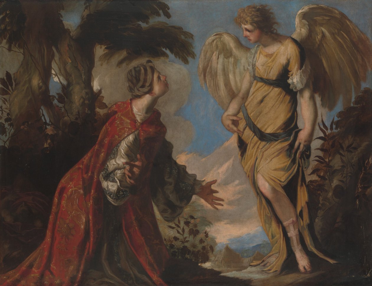 夏甲和天使，约。 1657。 作者 弗朗切斯科·马菲（Francesco Maffei）