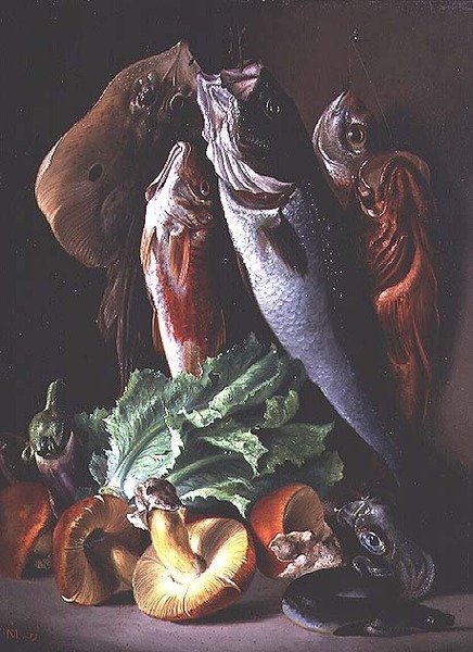 有鱼的静物 作者 弗朗切斯科·马拉克拉（Francesco Malacrea）