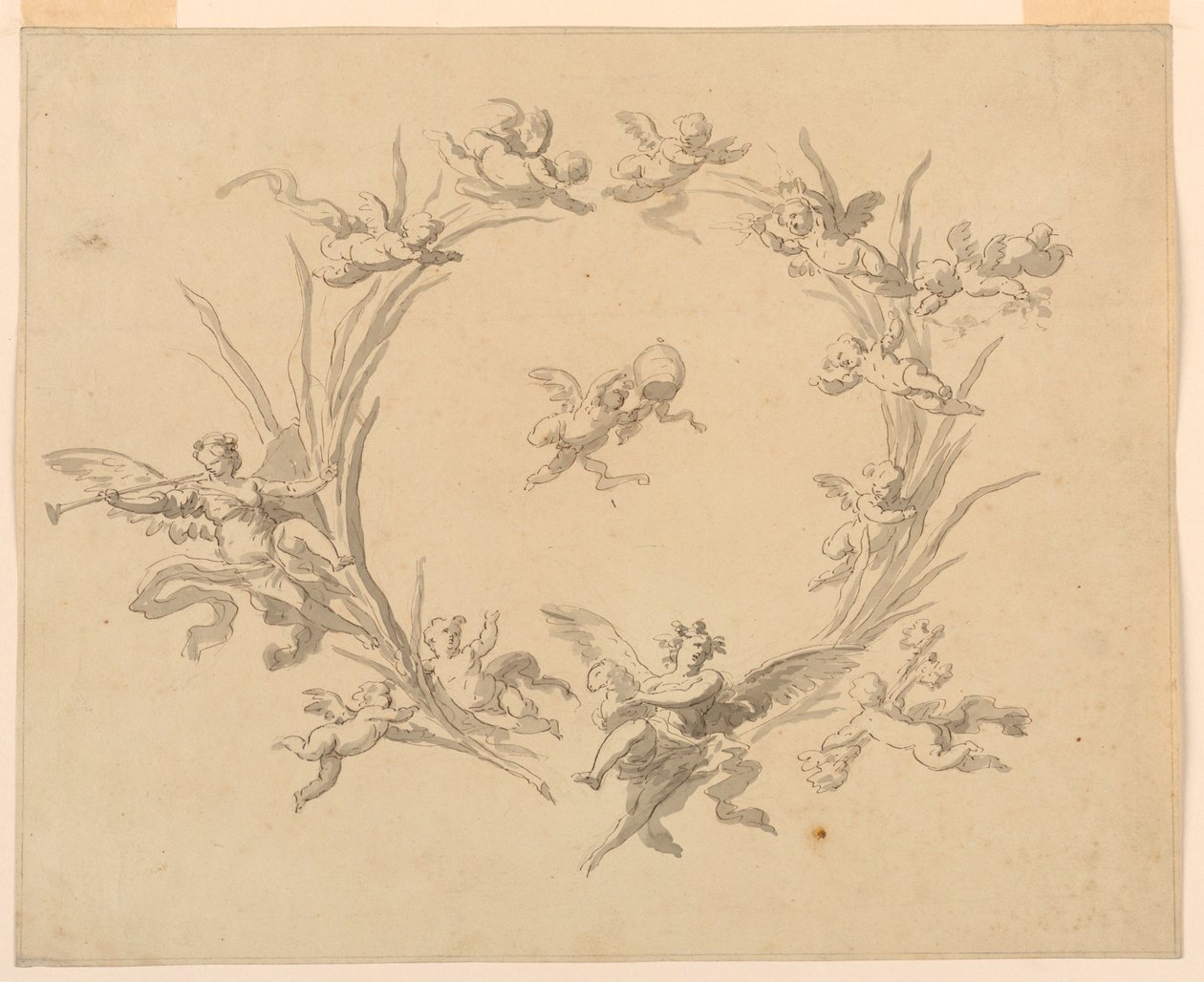 素描，壁画装饰研究，奎里纳尔宫，罗马，1815-16 年 作者 弗朗切斯科·曼诺（Francesco Manno）