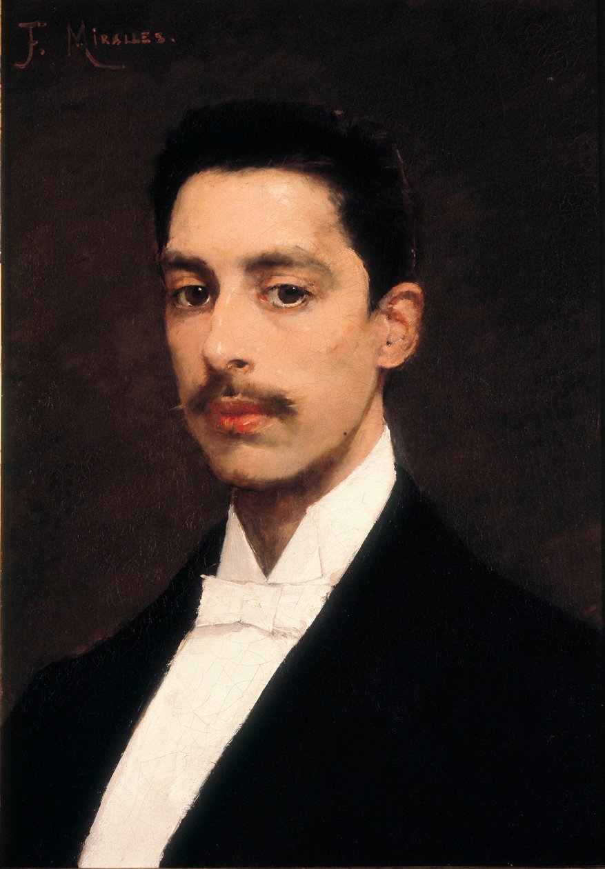 恩里克·格拉纳多斯 (1867-1916) 的肖像，西班牙钢琴家和作曲家，19 世纪末（绘画） 作者 弗朗切斯科·米拉莱斯·盖拉普