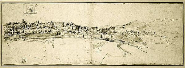 罗马风光（纸上水墨画）（笔、墨、水）。 作者 弗朗切斯科·帕尼尼（Francesco Panini）