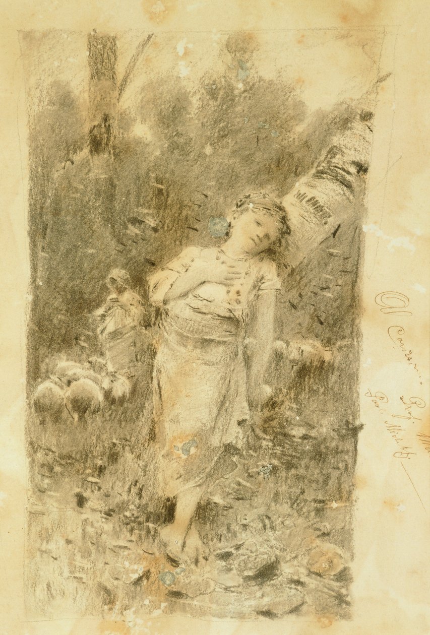 牧羊女》，弗朗切斯科-保罗-米切蒂（1851-1929 年）绘制。 作者 弗朗切斯科·保罗·米切蒂（Francesco Paolo Michetti）
