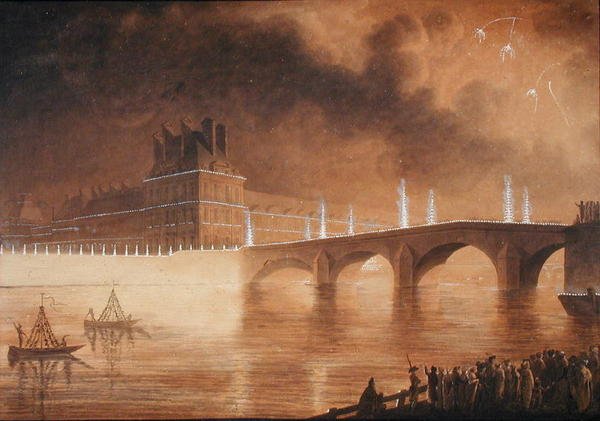 Quay和Pont des Tuileries的照明 作者 弗朗切斯科·皮拉内西（Francesco Piranesi）
