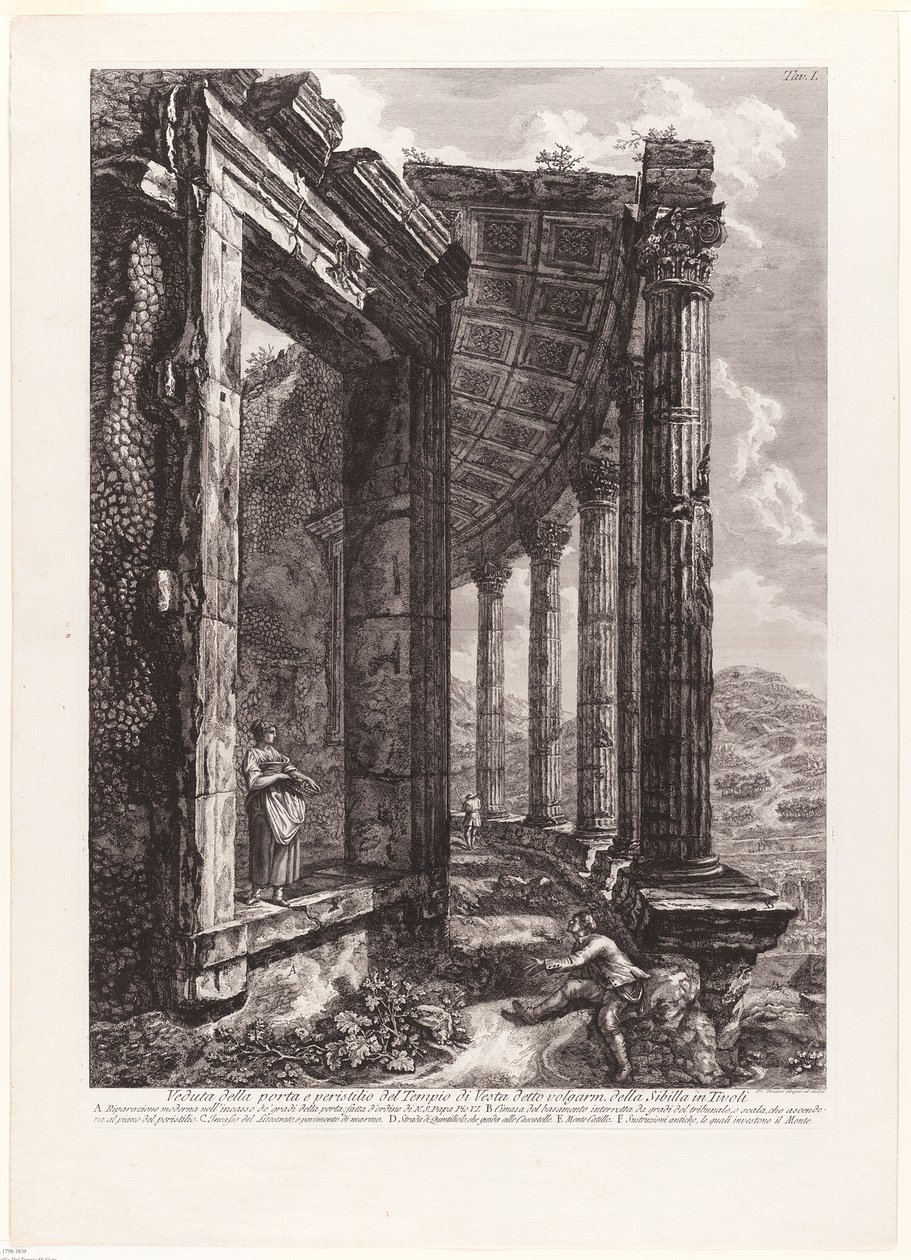 维斯塔神庙大门和围廊景观 作者 弗朗切斯科·皮拉内西（Francesco Piranesi）