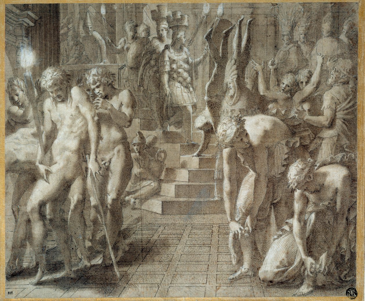 波斯波利斯的化妆舞会。弗朗西斯科-普里马蒂奇奥（Francesco Primaticcio）的绘画作品，被称为《普里马蒂奇》（1504-1570）。 作者 弗朗切斯科·普里马蒂奇奥
