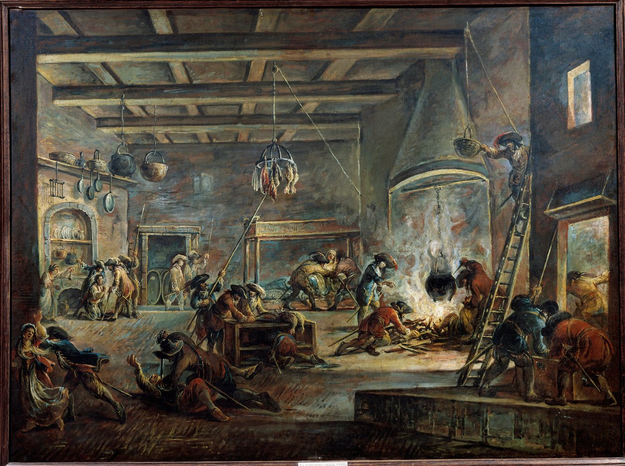 Looting a farm. Painting by Francesco Simonini (1686-1753) realized after Jacques Callot 作者 弗朗切斯科·西蒙尼尼（Francesco Simonini）