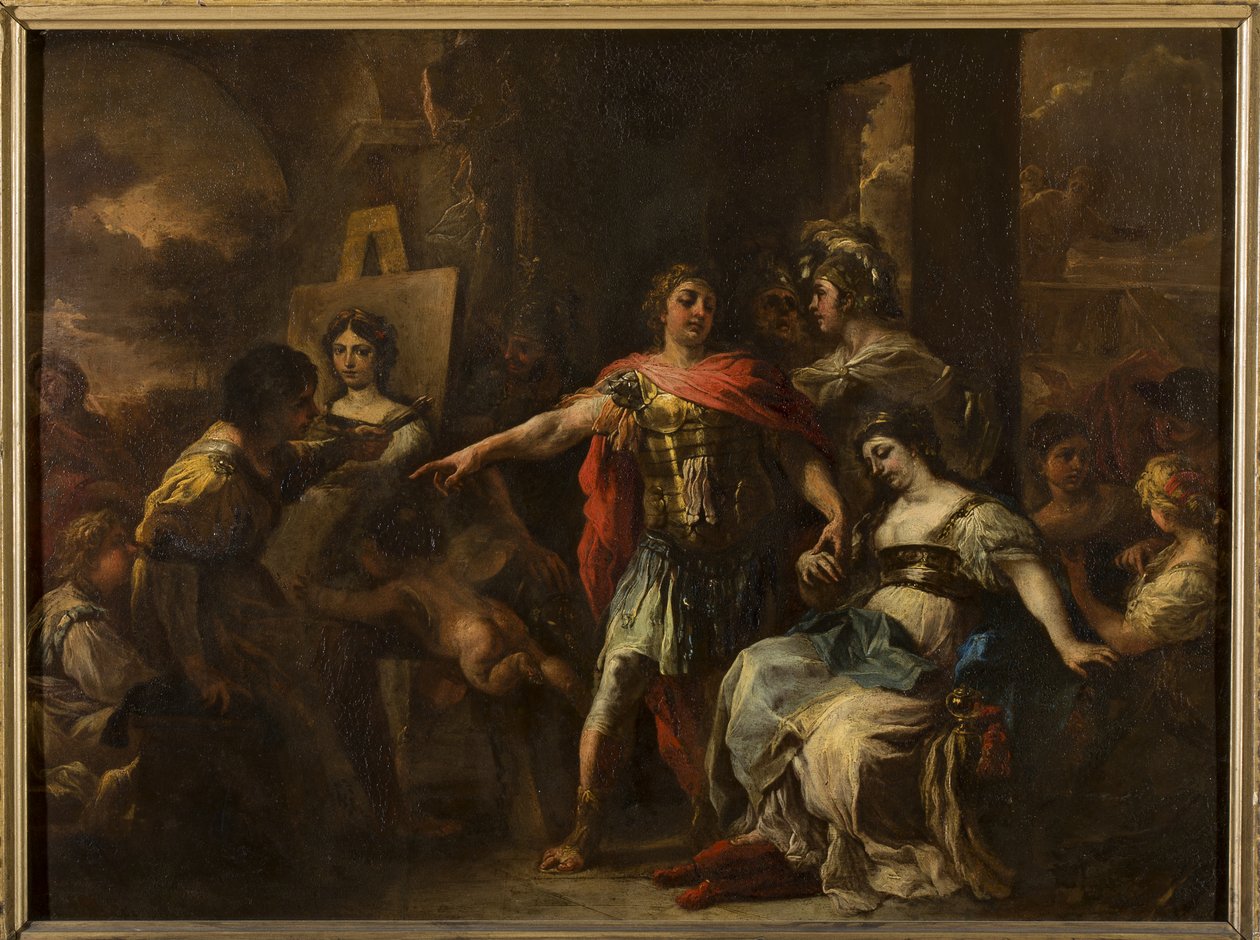 亚历山大和坎帕斯普，1695年前（铜板油画 作者 弗朗切斯科·索利米娜（Francesco Solimena）