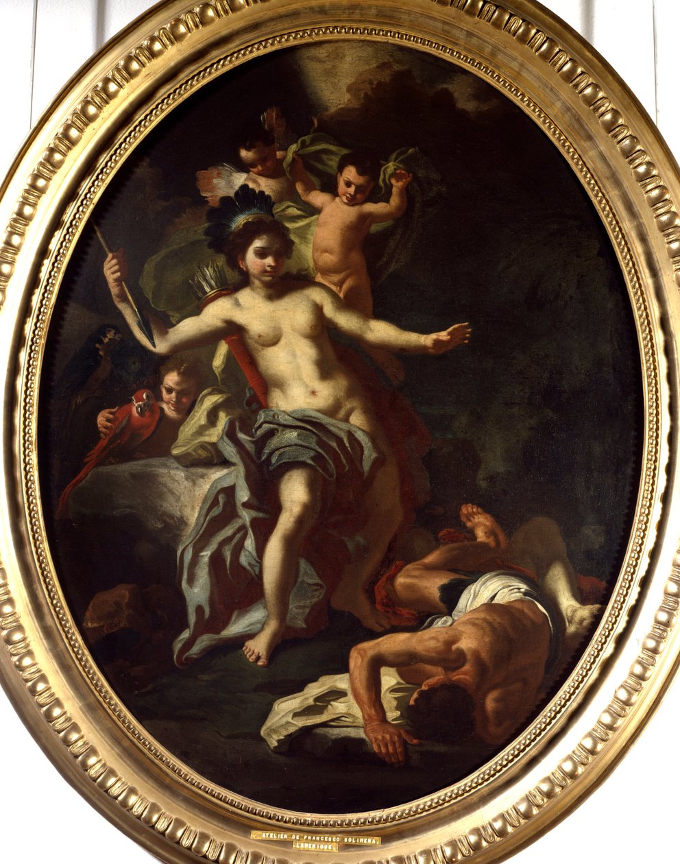 美国寓言画作坊由 Francesco Solimena (1657-1747) (ec.ital.) 绘制，1738 年拉罗谢尔，新世界博物馆。 作者 弗朗切斯科·索利米娜（Francesco Solimena）