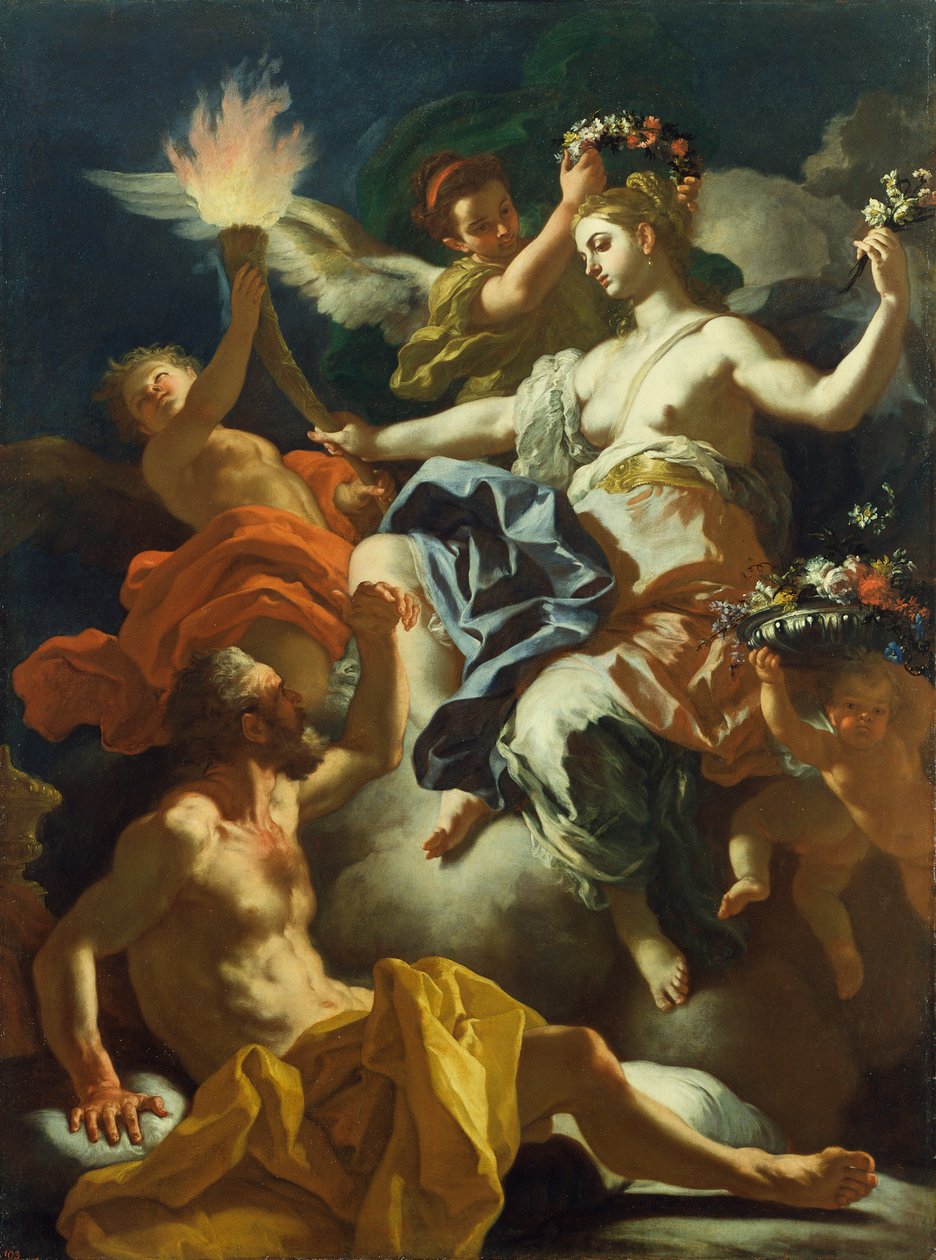 极光离开Tithonus，1704年 作者 弗朗切斯科·索利米娜（Francesco Solimena）