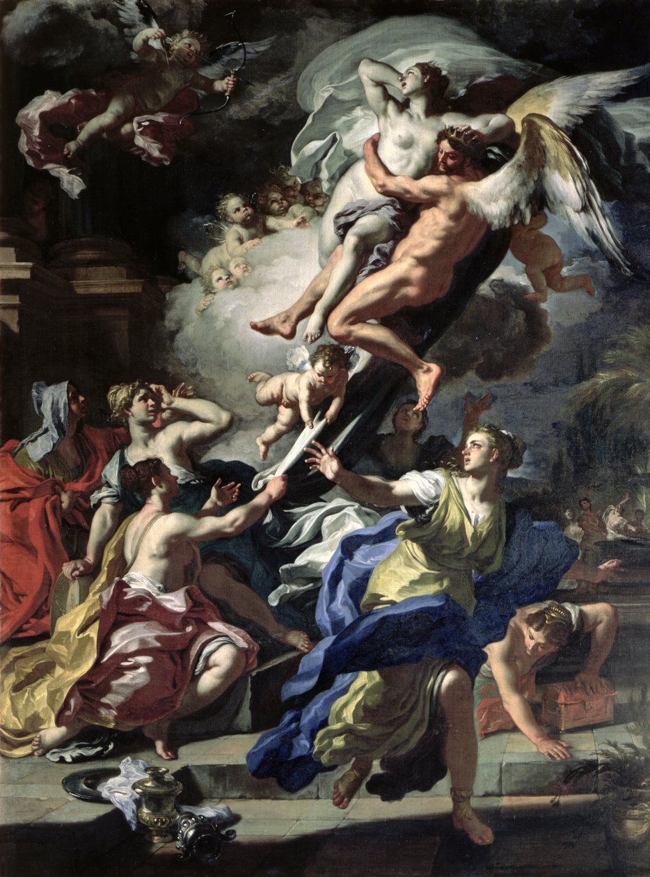 Boreas在1729年绑架了Erechtheus的女儿Oreithyia 作者 弗朗切斯科·索利米娜（Francesco Solimena）