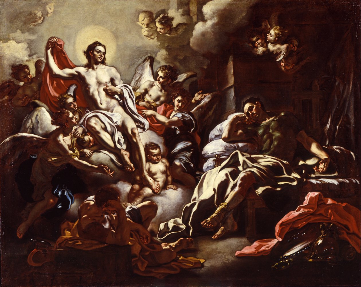 基督出现在圣马丁的梦中，1733年 作者 弗朗切斯科·索利米娜（Francesco Solimena）