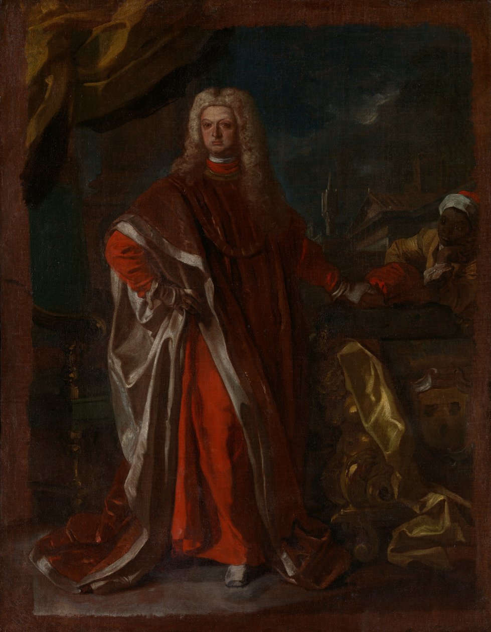 迭戈·皮格纳泰利·达拉贡纳（Diego Pignatelli dAragona）1687-1750年和一名被奴役的非洲仆人，大概在1731年或1732年。 作者 弗朗切斯科·索利米娜（Francesco Solimena）