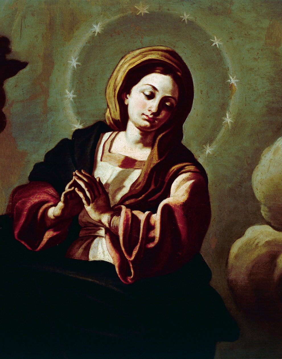 圣母无原罪，画布上的绘画归功于 Francesco Solimena（1657-1747），圣帕尔多大教堂，拉里诺，莫利塞，意大利 作者 弗朗切斯科·索利米娜（Francesco Solimena）