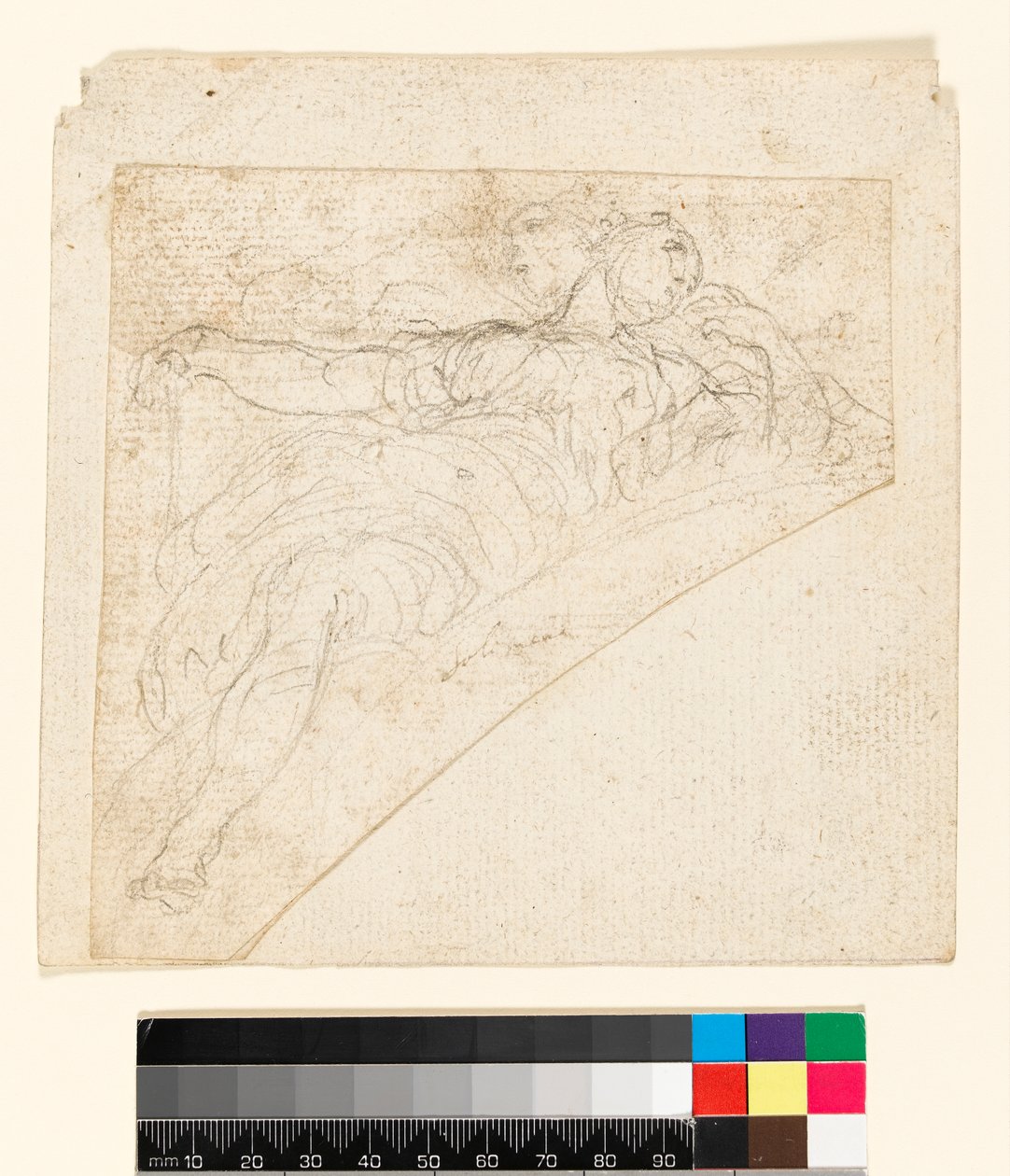 直肠：研究一个女性的形象。垂直：在纸上绘画，1747年之前 作者 弗朗切斯科·索利米娜（Francesco Solimena）