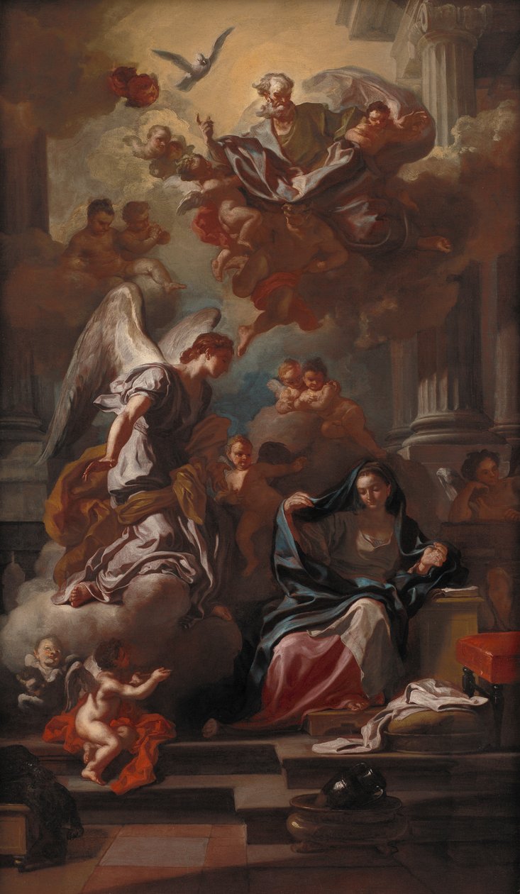 1733年后的天使报喜（布面油画） 作者 弗朗切斯科·索利米娜（Francesco Solimena）