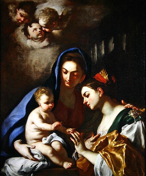 圣凯瑟琳的神秘婚姻》（布面油画） 作者 弗朗切斯科·索利米娜（Francesco Solimena）