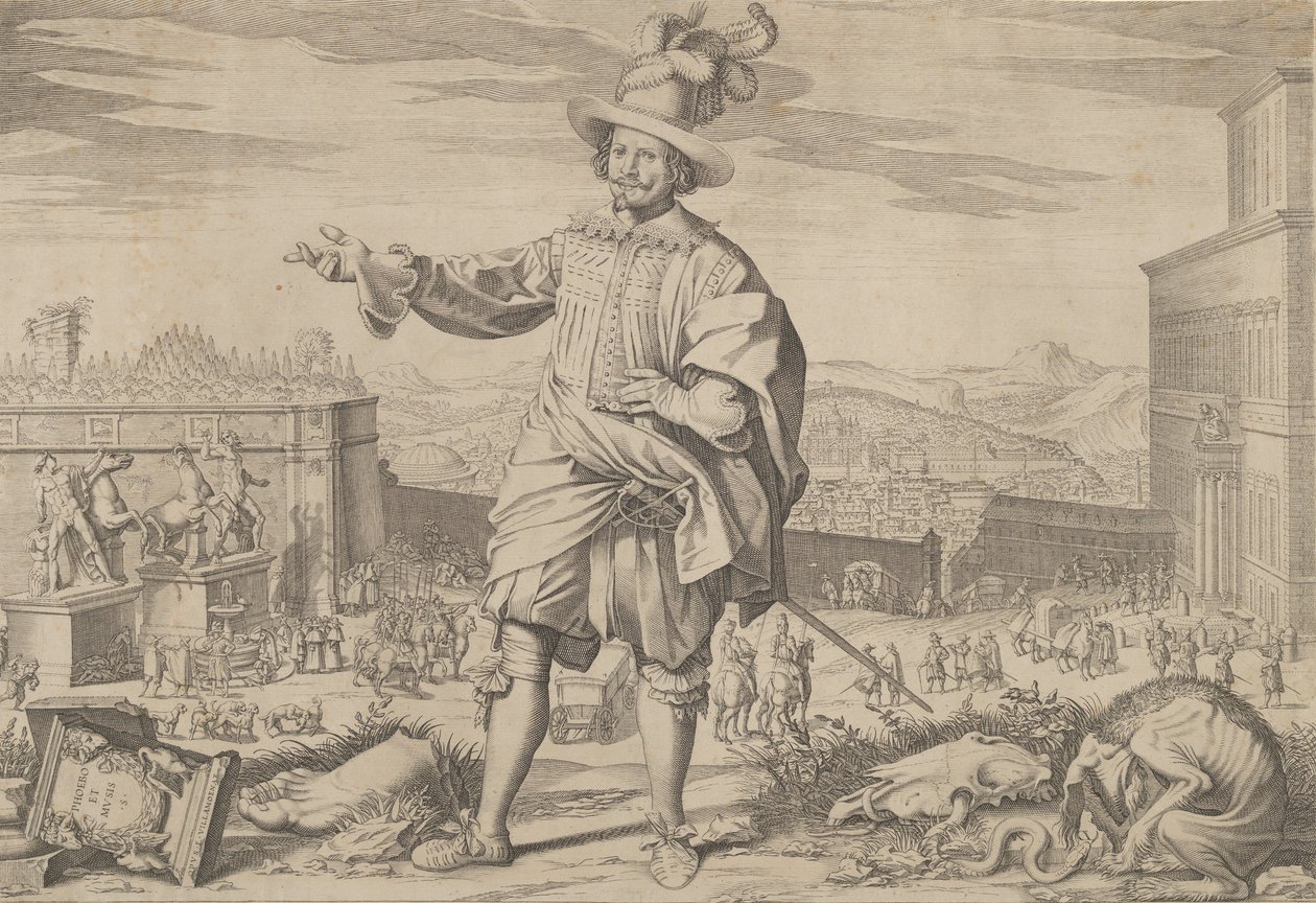 Ioannes Altus Johann Alten的肖像，瑞士卫队，站在Quirinal和...旁边，1623年。 作者 弗朗切斯科·比利亚梅纳（Francesco Villamena）