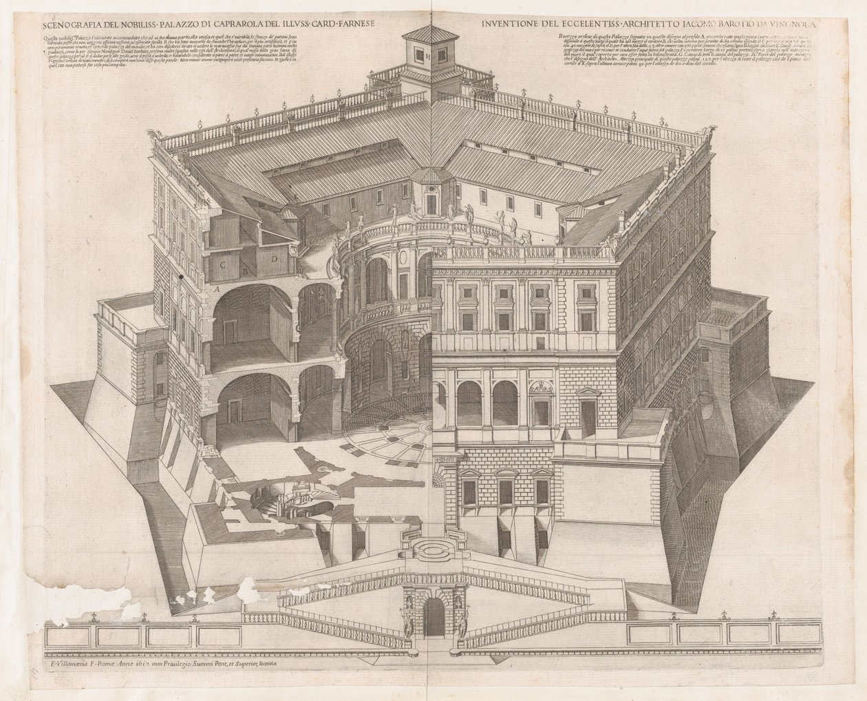 Speculum Romanae Magnificentiae：法尔内塞宫，16世纪，16世纪。 作者 弗朗切斯科·比利亚梅纳（Francesco Villamena）
