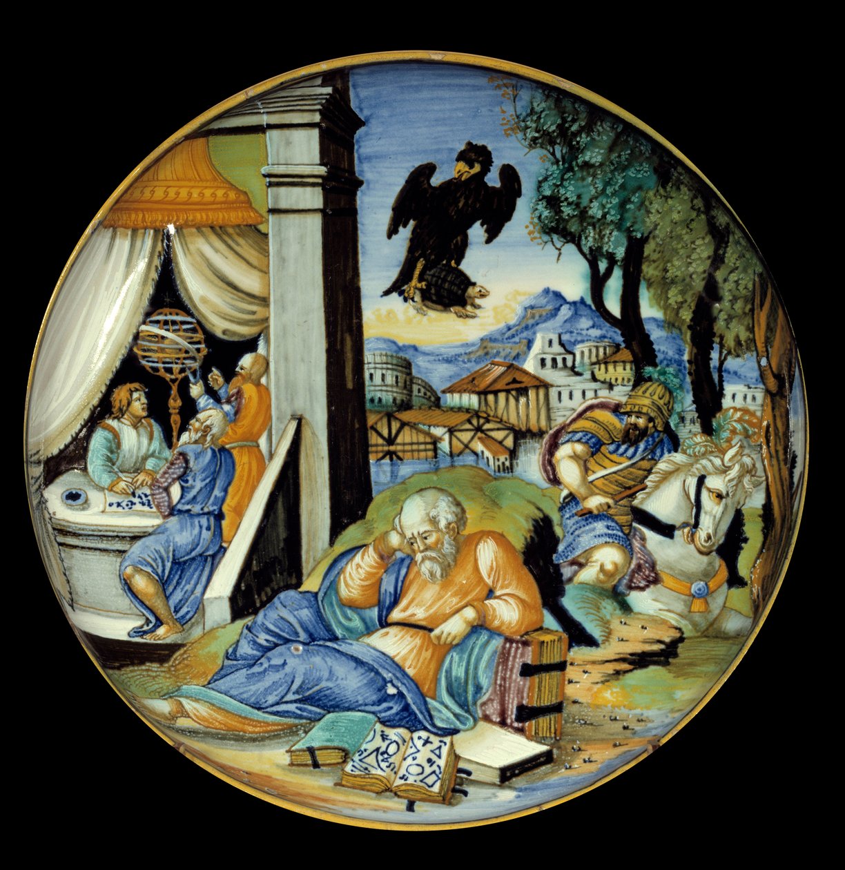 低腿剪裁：命运的寓言。 彩陶。 由 Francesco Avelli Xanto 制造（活跃于 1530/1540 年左右） 作者 弗朗切斯科·桑托·阿维利