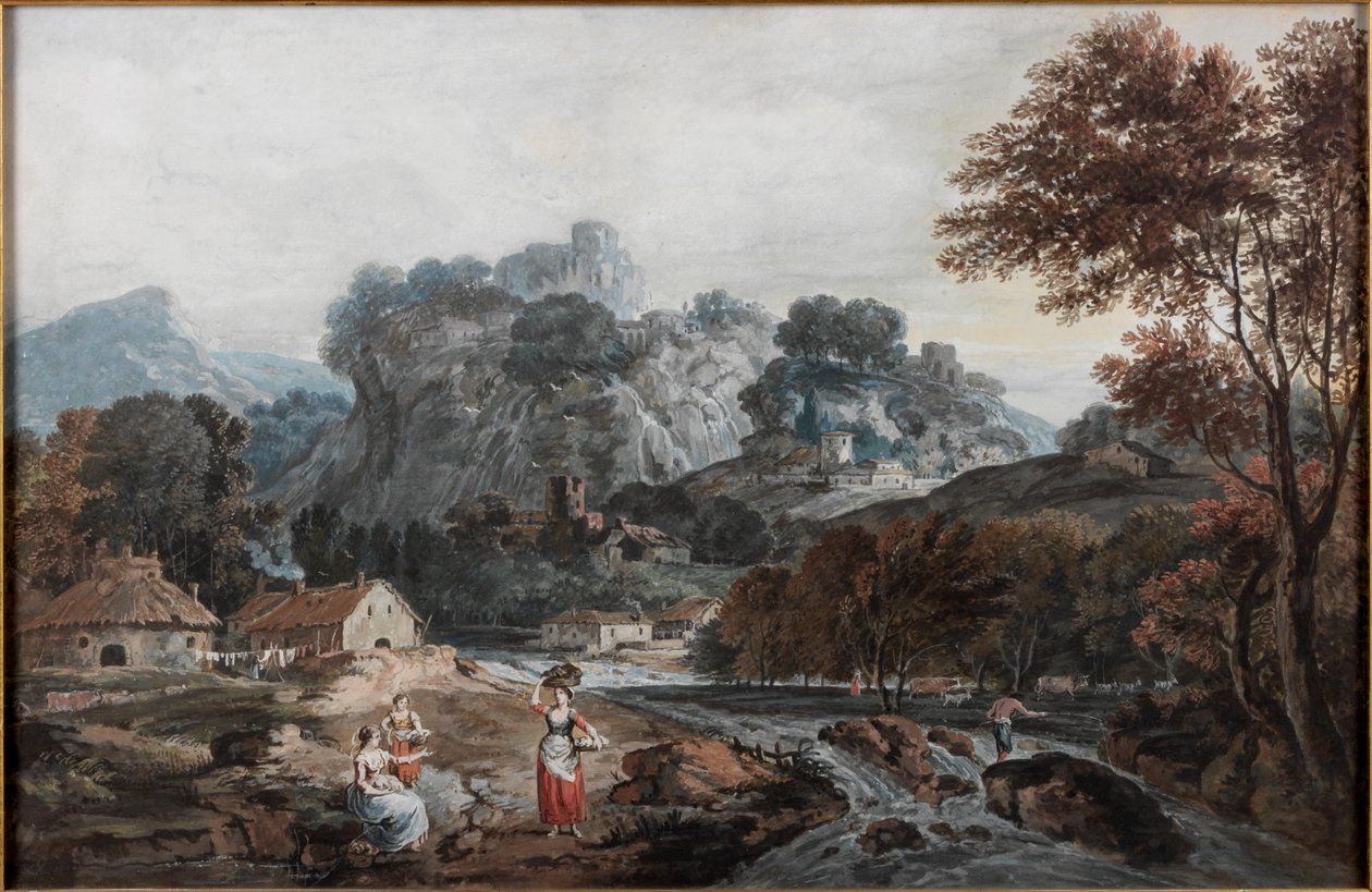 风景，约 1760-1770 年（纸本水彩画） 作者 弗朗切斯科·祖卡雷利（Francesco Zuccarelli）