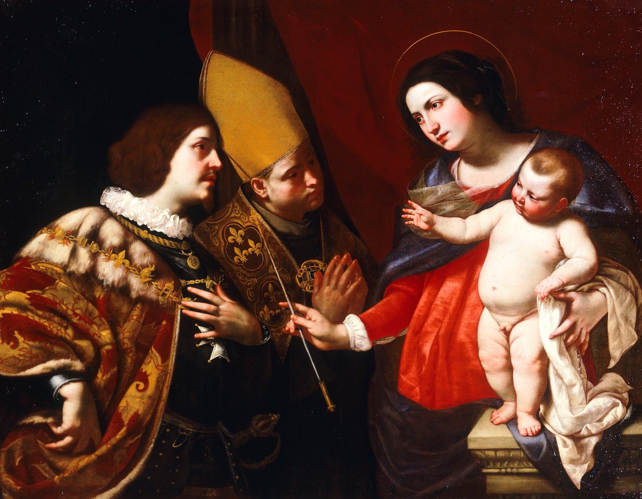 夫人将指挥权杖交给吉斯公爵（布面油画 作者 弗朗切斯科·德（Francesco de（c.1600 54））