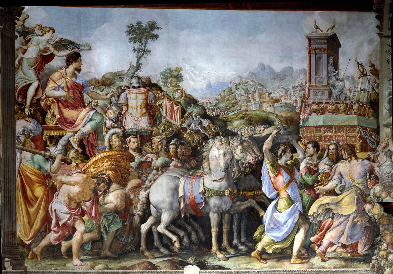 The triumph of Marcus Furius Camillus, general and Roman statesman (Fresco 作者 弗朗切斯科·德·罗西·萨尔维亚蒂