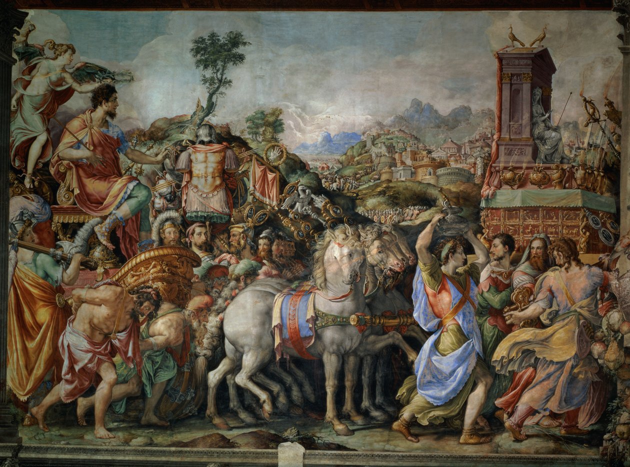 Marcus Furius Camillus（公元前447-365）的胜利，来自Sala dell&39;Udienza，1545年（修复前）（另见177350） 作者 弗朗西斯科·德·罗西·萨尔维亚蒂·切奇诺