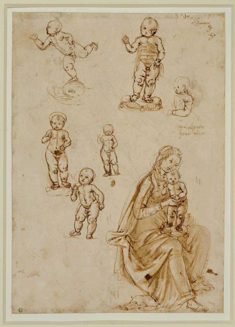 六个孩子；圣母和圣婴... 作者 Francesco di Simone（崇拜者）