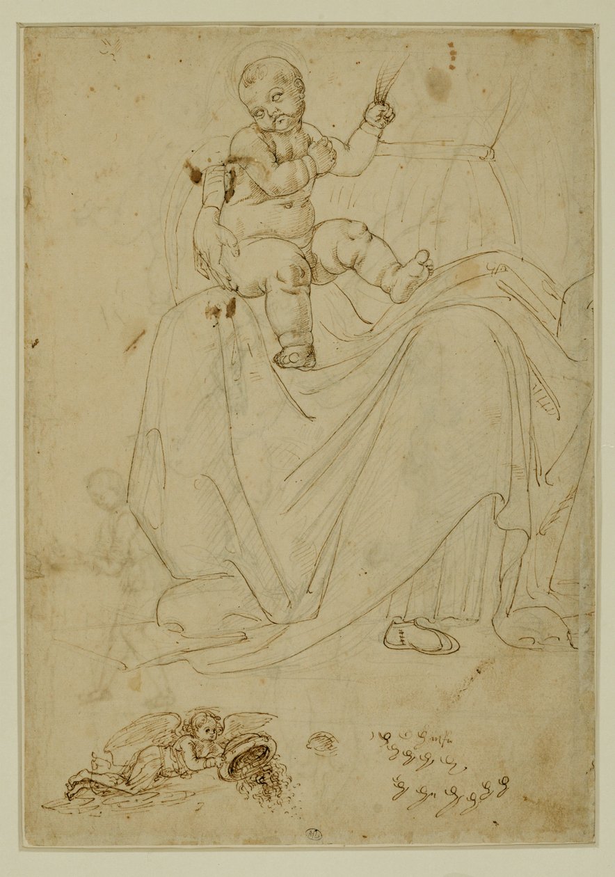 跪在圣母膝上的婴儿耶稣 作者 Francesco di Simone（崇拜者）