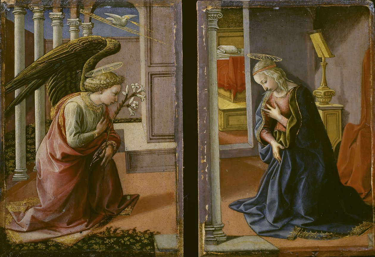 Diptych-天使报喜，c.1450-55 作者 弗朗切斯科·迪·斯特凡诺·佩塞利诺