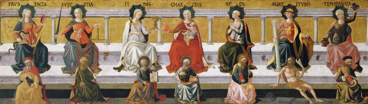 "Les sept vertus" (Prudence, Justice, foi, charite, esperance, force, temperance) Peinture de Francesco di Stefano Pesellino (1422-1457) vers 1450 Birmingham Museum of Art, Birmingham, Alabama Etats Unis ©DeAgostini/Leemage 作者 弗朗切斯科·迪·斯特凡诺·佩塞利诺