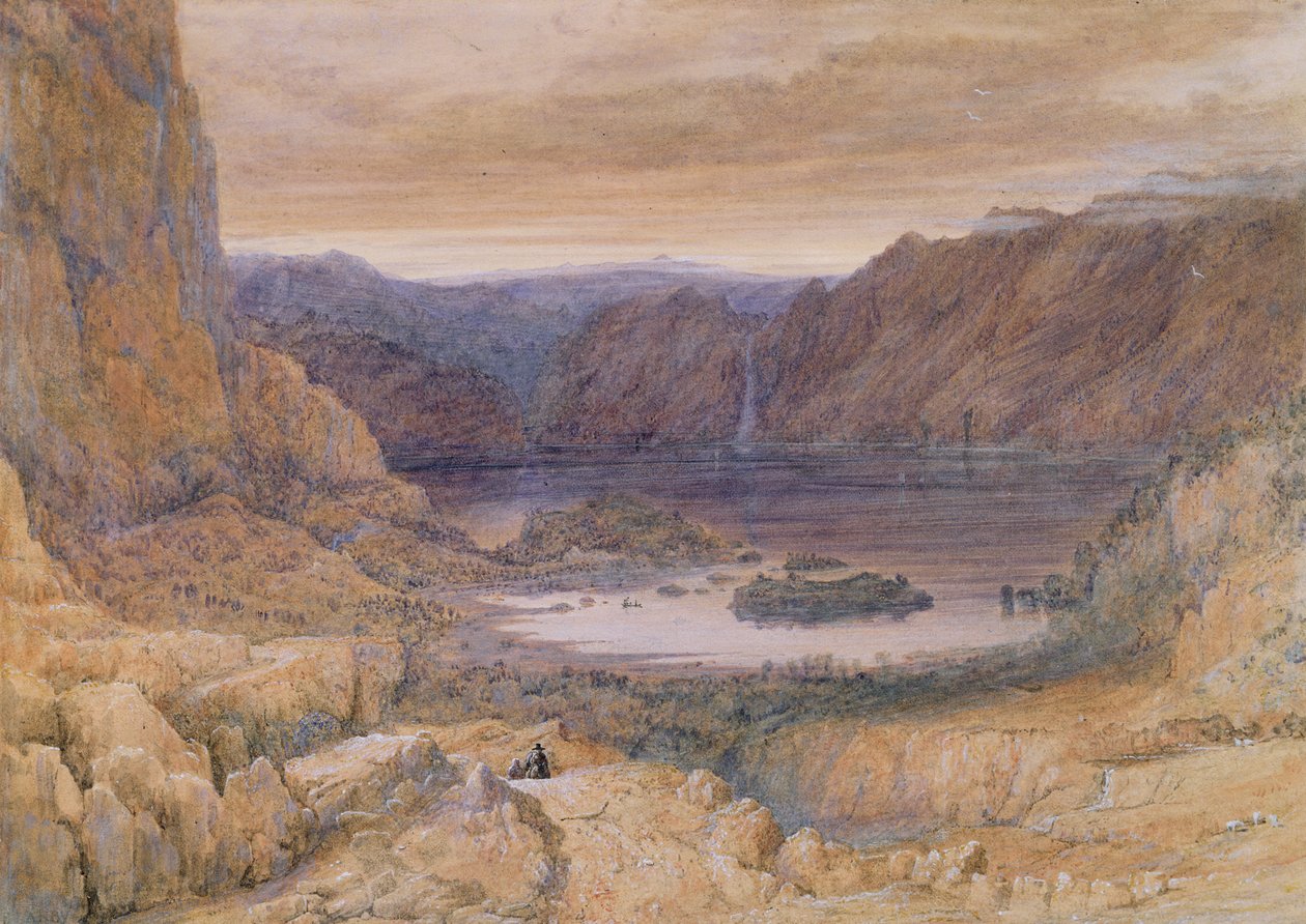 挪威的一个高山湖，c.1827（wc und gouache on paper） 作者 弗朗西斯·丹比