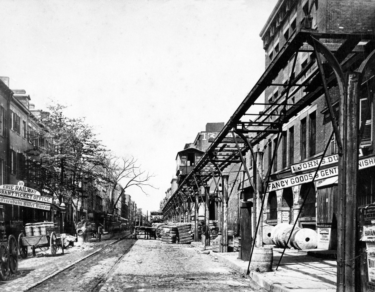 高架铁路，纽约，1860  -  70年代 作者 弗朗西斯·弗里斯