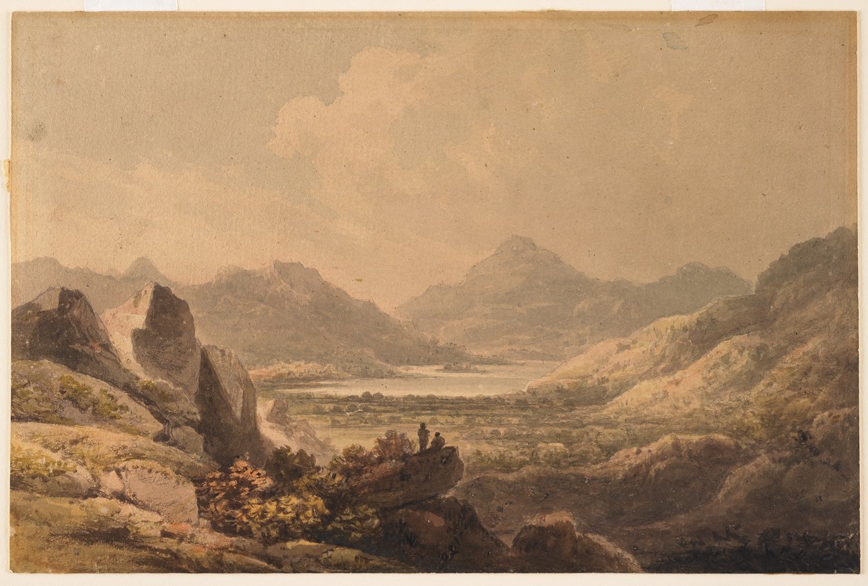 Lake Landscape（基拉尼），19世纪初（wc和石墨在纸上） 作者 弗朗西斯·尼科尔森