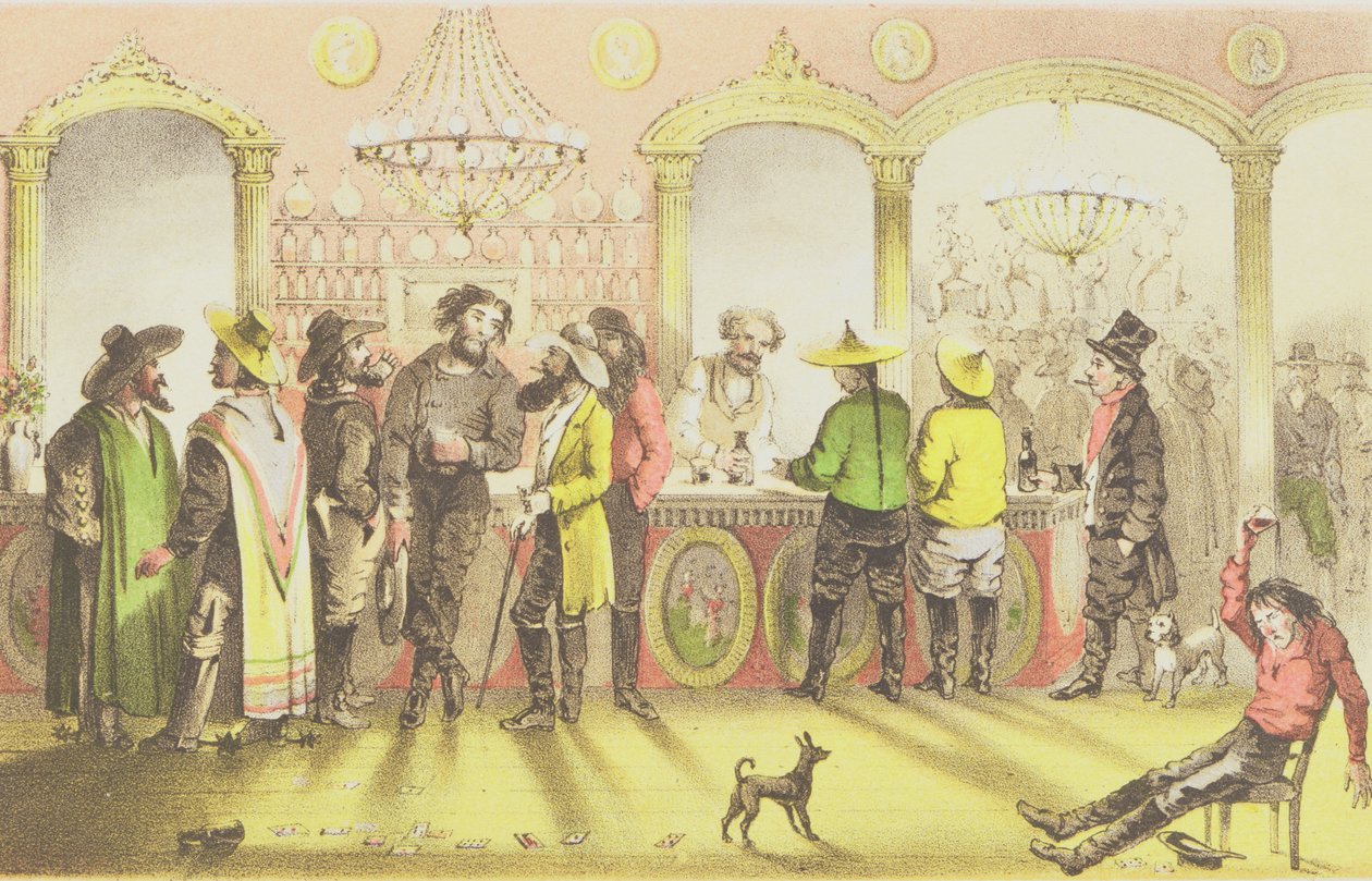 赌场沙龙酒吧，由J. Brandard，1855年雕刻 作者 弗朗西斯·塞缪尔·马里亚特